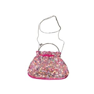 La Viola Fun Beaded Bag With Snake Chain Silver Strap